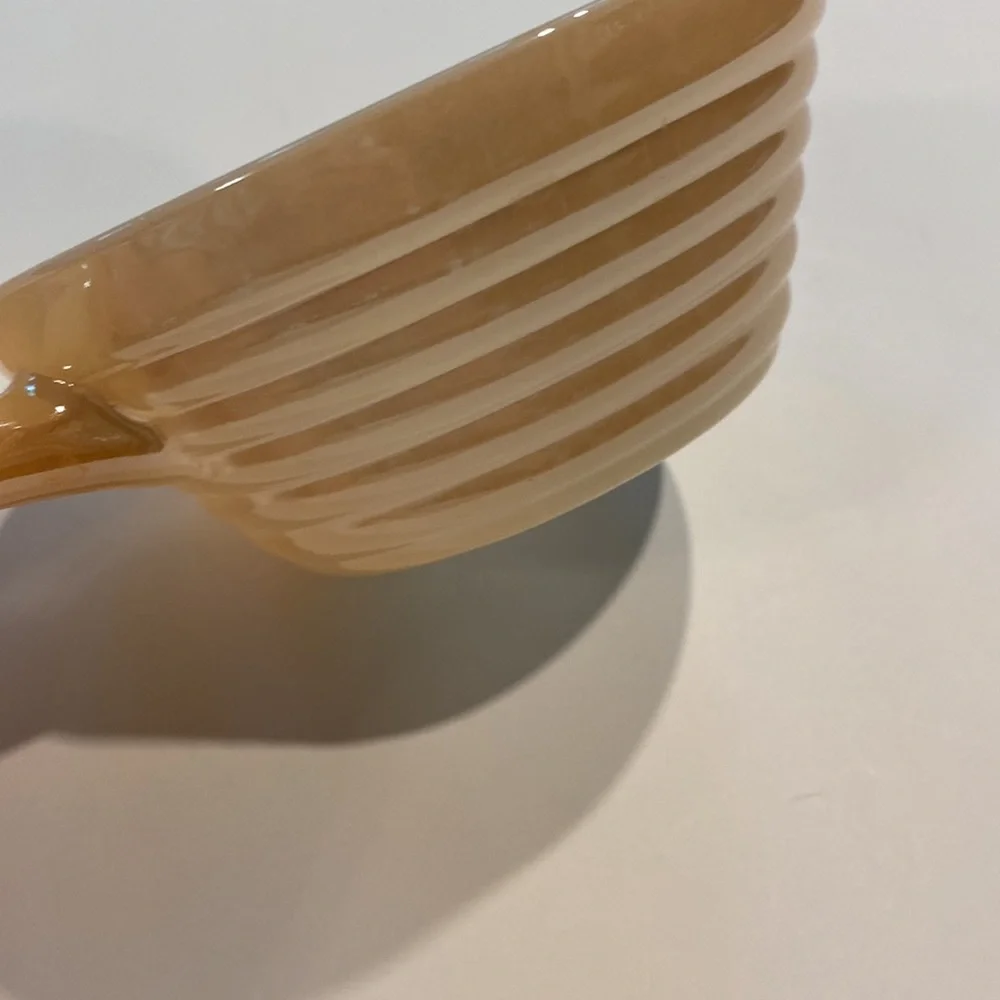 Vintage 2 Peach Luster Fire King Glass Bowls Ovenware Preowned - Picture 4 of 12